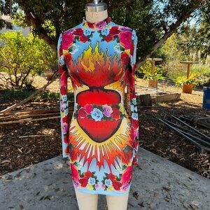Dolls Kill Sublimated Sacred Heart Tattoo Style Dress